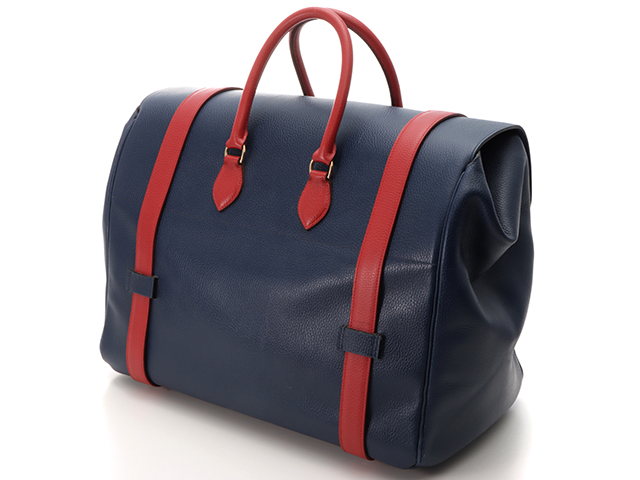 HERMES爱马仕包拖航48波士顿包Ardennes Rouge系统蓝色系统刻〇Z(1996年左右)[473]